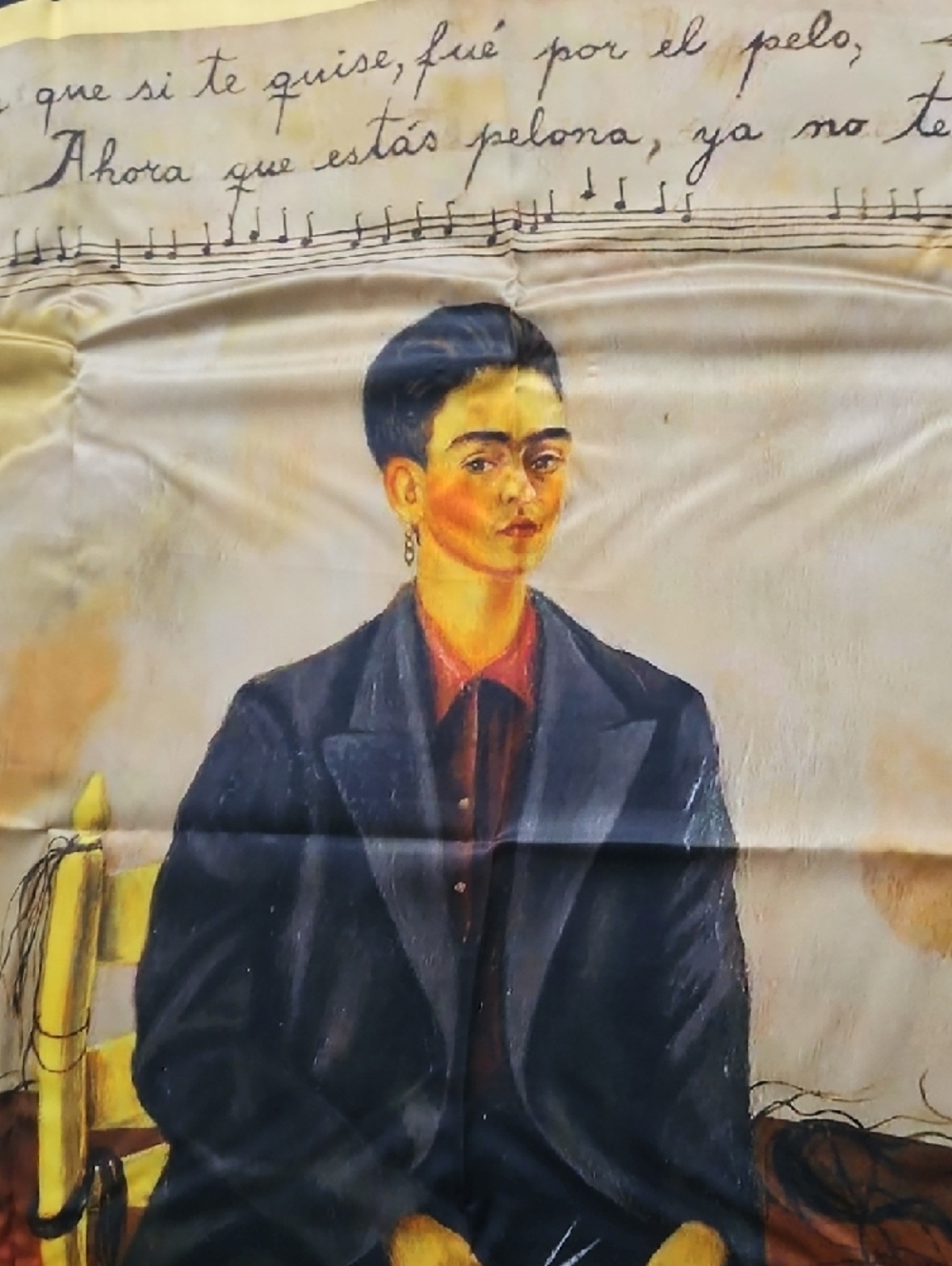 Frida Kahlo Self- Portrait Silk Scarf, 34" X 34". NWOT